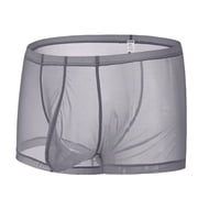 TANBOM Men's Sexy Mesh See Briefs Nylon Underwear Pack Gray M 1-Pack