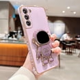 thumbnail image 4 of Samsung Galaxy S22 5g 6.1" Phone Case Luxury Plating Astronaut Stand Holder Case with Cute Love Heart Side Small Pattern Camera Protection Soft Silicone Shockproof Kickstand Bumper (Purple), 4 of 10