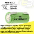 thumbnail image 3 of 2x Exell 2/3AA NiMH 700mAh 1.2V Flat top Rechargeable Battery with Tabs, 3 of 7