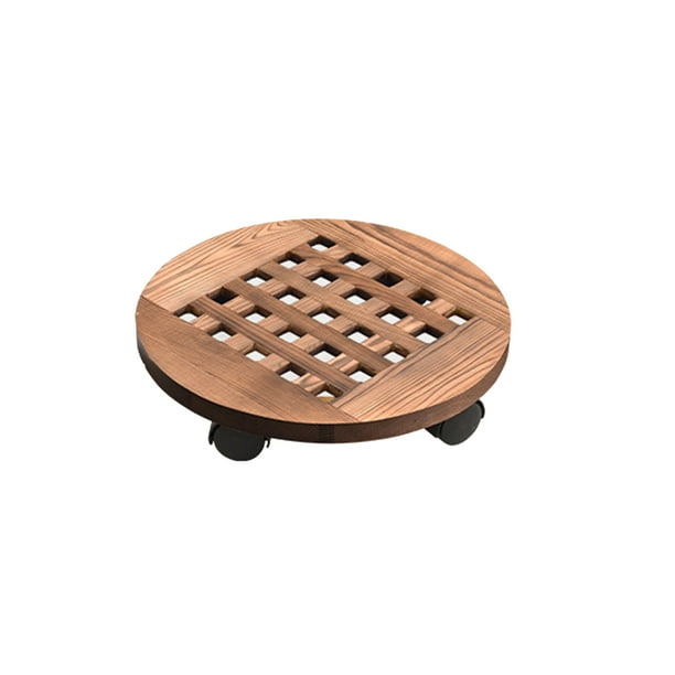 Rotating Wooden Flower Pot Cart With Wheeled Plant Stand Round Flower Pot Holder With 360 Swivel Castors Indoor And Outdoor Flower Pot Cart Walmart Com Walmart Com