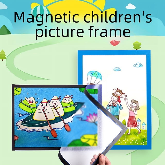 Marco de fotos magnético para niños, para colgar en la pared, marco de fotos magnético, pegatinas de pared, marco de fotos decorativo, exhibición de arte simple, sin perforaciones