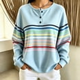 thumbnail image 2 of Enjoytime Sweatshirt for Women Striped Long Sleeve Half Button Pullover Tops Fall Fashion Casual Crew Neck Sweatshirts, 2 of 7