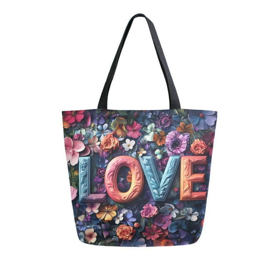 DIXRUYEE Tote Bag Women Weekender Travel Bag Shoulder Handbag Floral Love Mosaic Printed