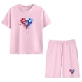 thumbnail image 6 of Unisex Kids Pink 4th of July Outfit, 100% Cotton Patriotic T-Shirt and Shorts Set Independence Day Summer Clothes for 3-12 Years,Size 13 T, 6 of 9