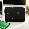 thumbnail image 3 of Cute Bow Embroidered Grid Laptop Tablet Portable Computer Battery Storage Organizer Bag for Home Use, 3 of 4