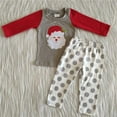 thumbnail image 4 of Ropa de Boutique para niños, pijamas con bordado navideño de Papá Noel, mangas Rojas, grises, traje de niña, pantalones de lunares, conjunto para niños, 4 of 4