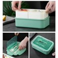 thumbnail image 3 of 1 paquete de lonchera Bento para adultos y niños, lonchera Bento de 1400 ml con juego de utensilios incorporado, a prueba de fugas, apta para lavavajillas y microondas (verde), 3 of 5