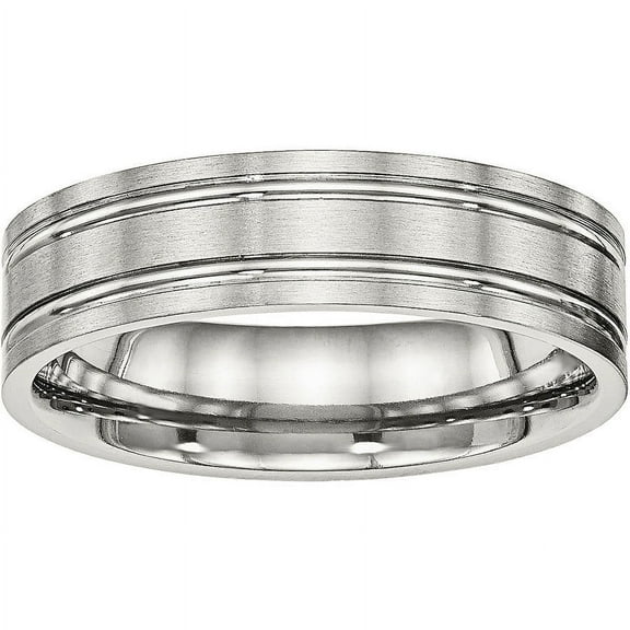 Stainless Steel Brushed and Polished Ridged 6.00mm Band