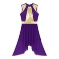 thumbnail image 2 of iiniim Women Sleeveless Metallic Gold Color Block Lyrical Dance Dress Purple S, 2 of 7