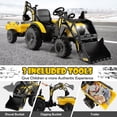 thumbnail image 4 of Infans 3-in-1 Kids Ride On Excavator Bulldozer 12V Electric Tractor Remote w/ Trailer, 4 of 7