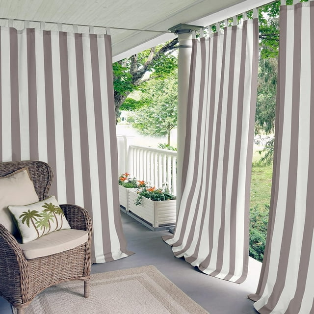 Modes pour la Maison Intérieur/extérieur à Pattes Rayé Panneau Simple Rideau de Fenêtre Drapé Naturel