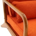 thumbnail image 6 of Modern Oak Single Lounge Chair with Lumbar Pillow and Solid Wood Frame, Upholstered Reading Armchair with Cushion, Double Padded Accent Chair for Living Room, Bedroom and Balcony, Orange, 6 of 9