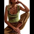 thumbnail image 2 of Camisola de Punto con Tirantes Anchos y Cuello Cuadrado Sin Mangas para Mujer, , de Verano Verde M, 2 of 8