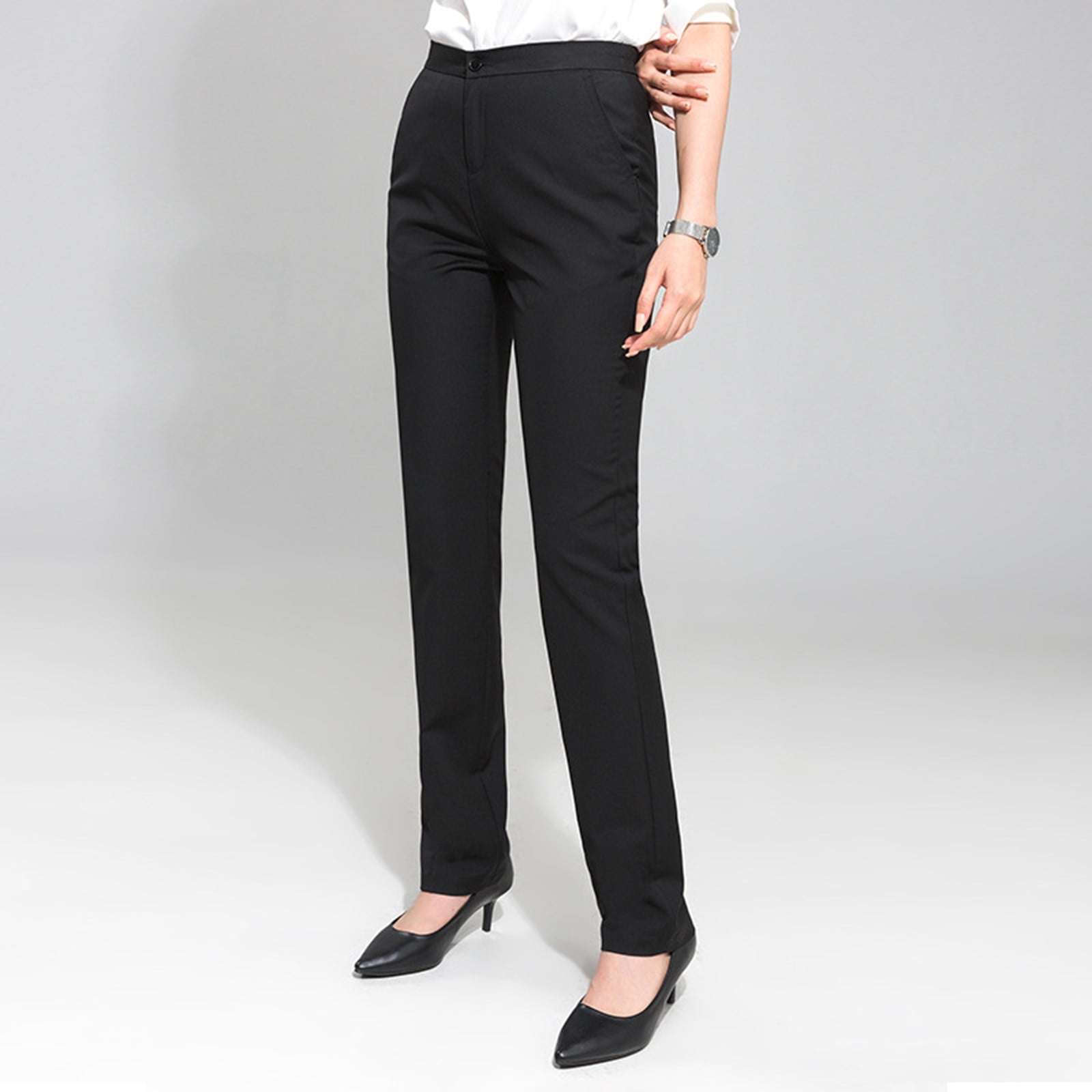 Office Lady Elegant Solid Straight Pants - Women - ComfyClo-Official