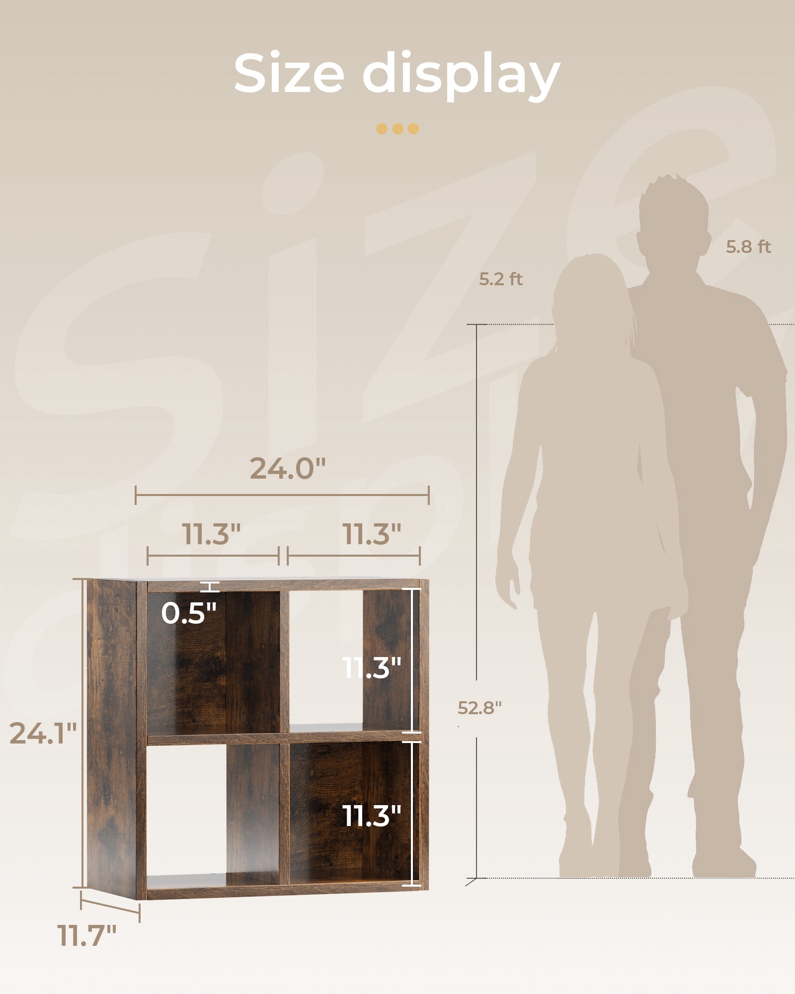LUCKLIFE 4  Cube Storage Organizer with Open Back and Removable Back Panels, Brown