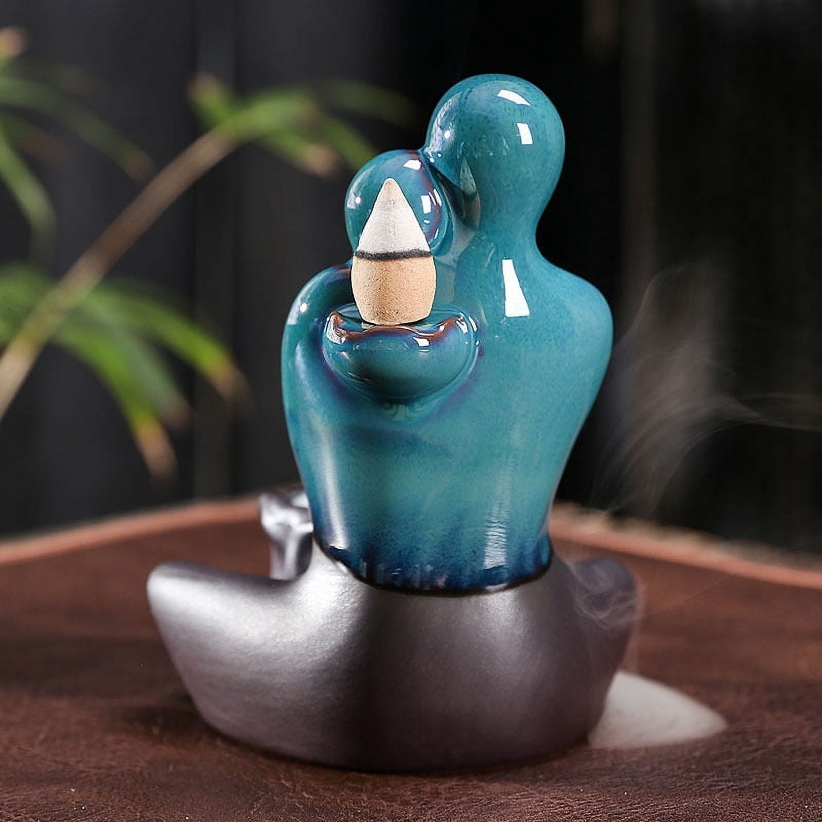 Couple Hug Love Statue Waterfall Incense Burner Handicraft Smoke Incense Holder Ornament for Yoga Room Decor,Valentine's Day Gift