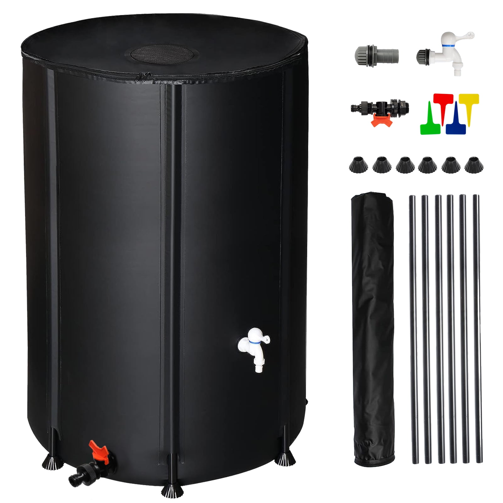 Ktaxon 100 Gallon Collapsible Rain Barrel, Portable Water Storage Tank - Black