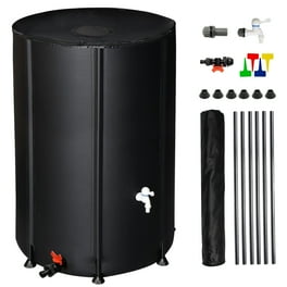 100 Gallon Collapsible Rain Barrel, Water Storage Tank, Portable Rainwater Collection System, Rain Catcher Barrel With Two Spigots And Overflow Kit, Rain Water Barrel Collector For Garden, Black