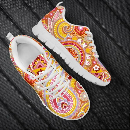 

Luxury Designer Cute Bohemia Mandala Flower Print Ladies Sneakers Jogging Running Shoes For Women Lace Up Air Flat Casual Shoes