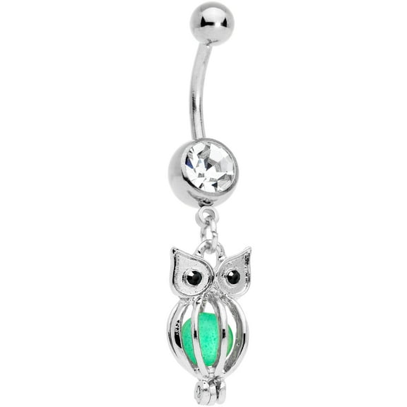 Body Candy Womens Stainless Steel Navel Ring Piercing Glow in the Dark Wise Owl Dangle Belly Button Ring