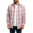 thumbnail image 2 of TKKCS Mens Long Sleeve Plaid Button Down Shirts- Turn Down Collar Casual Layering Midweight Flannel Jacket Shirt Pink Size 2XL, 2 of 10