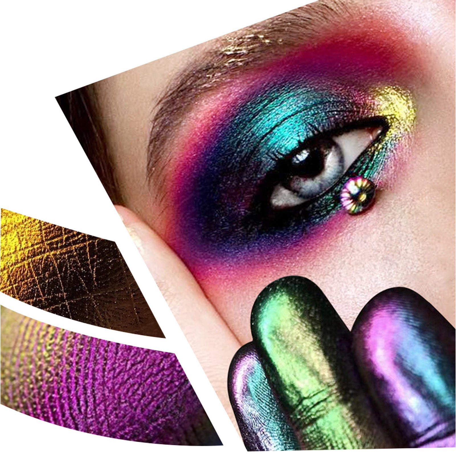 Optical Chameleon Eyeshadow Powder - Metallic Color Changing Glitter Eye Shadow, High Pigment, Shimmering Finish, Long-Lasting, Multi-Occasion, Travel Size, Party Makeup, Holiday Makeup Organizers