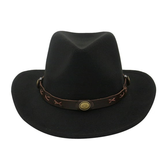 DOPI Winter Men & Women's Woven Cowboy Hat Classic Cattleman Outdoor Hat BlackOne size