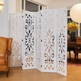 thumbnail image 3 of Folding Room Divider, 66.9 Inch Wood Carved Privacy Screens, Free Assembled Freestanding Portable Classical Decorative Partition for Home Office Restaurant Bedroom (6 Panels, White), 3 of 9