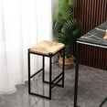 thumbnail image 5 of Syngar Bar Stools Set Of 2, Modern Bar Stools with Water Hyacinth Woven Seat, Indoor Backless Counter Height Bar Stools with Metal Leg and Footrest, Bar Height Stools for Kitchen, Cafe, living Room, 5 of 12