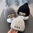 thumbnail image 2 of Bonnet Bébé Tricoté Épais Élastique Doux Régulier Unisexe Antidérapant Chaud Froid Résistant Rayé Texture Décoratif Enfants Bonnet W, 2 of 10