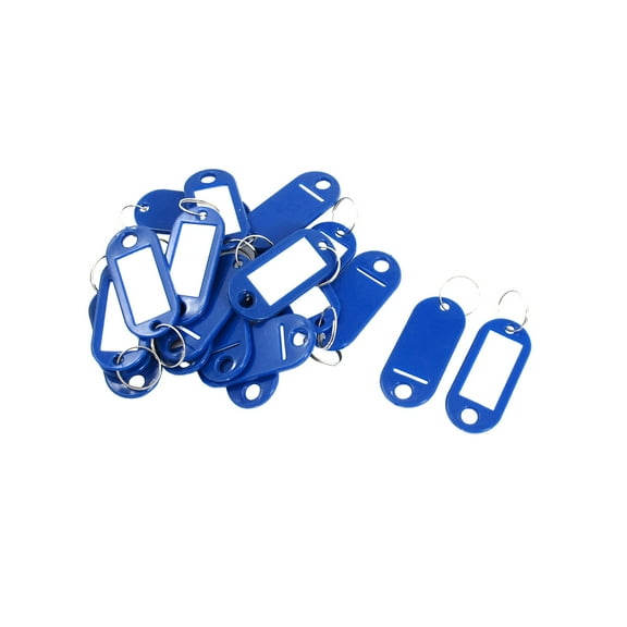 Unique Bargains 20 Pcs Plastic Metal 2" Blue Key ID Label Tags Split Ring Keyring Keychain