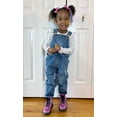 thumbnail image 4 of KIDSCOOL SPACE Girls Denim Overalls, Elastic Waistband Inside Washed Ripped Holes Jeans Jumpsuit, 4-5 Years, 4 of 9