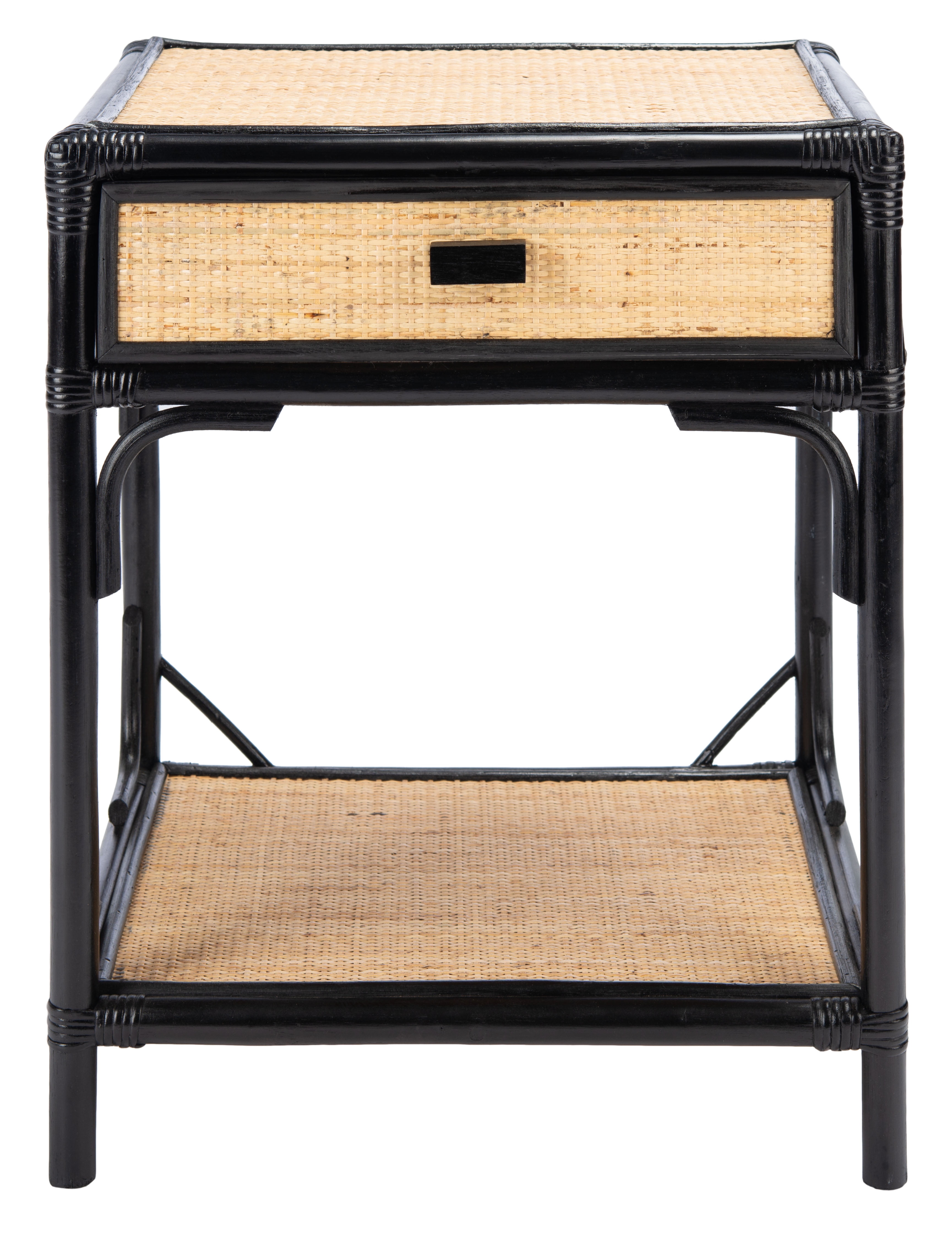 SAFAVIEH Roya Rustic 1 Drawer 1 Shelf Nightstand, Black/Natural