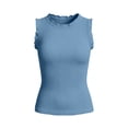 thumbnail image 6 of TEAJOPSUU Ribbed Tank Tops for Women Sleeveless Round Neck Tops Slim Fitted Solid Color Blouses Shirts Light Blue, 6 of 6