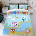 thumbnail image 4 of Aventura con Los Choopies Conjunto de sábanas temático, trío de piezas, cómodo y amigable con la piel, diseño único, regalo de decoración para el hogar para familiares, amigos y fans,173cm *218cm, 4 of 6
