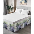 thumbnail image 4 of Purple Lavender Wrap Around Bed Skirts for Queen Bed 18" Drop,Bed Skirt with Adjustable Elastic Belt Dust Ruffle Bed Valance for Bedroom Hotel Green Leaves Spring Bike Botanical Bed Frame Cover, 4 of 7