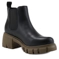 thumbnail image 2 of SNJ New Women Lug Sole Mid Heel Chelsea Fashion Ankle Bootie w/Double Elastic Gore, 2 of 5