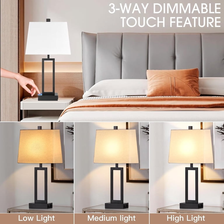 Cinkeda 3-Way Dimmable Touch Table Lamp Set of 2 photo 3