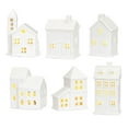 thumbnail image 1 of White Ceramic Christmas Village Houses, LED Lighted Ceramic Winter Village Building Figurines, Xmas Holiday Farmhouse Rustic Decor for Home Table Room, 1 of 7