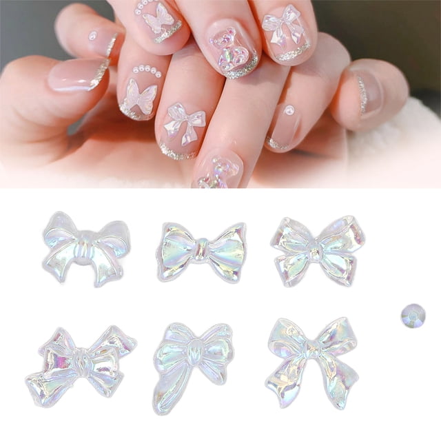 Encantos de Arte de Unas, Formas de Bowknot Accesorios de Corte Suave de Corte Suave Cristal Falso de Unas para Adornos de Manicura para Mujeres
