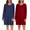 Wine Red&navy, variant on 2 Pack Long Sleeve Nightgowns for Women Cute Nightgown Leopard Print Womens Sleep Shirts