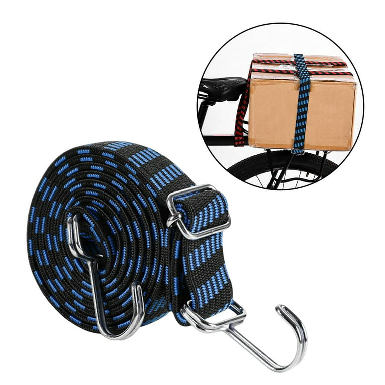 Bungee Straps Heavy Duty Elastic Rope with Metal Hook, Extra Strong Flat  Bungee Cords for Bike Motorcycle Trunks Camping RVs Luggage Roof Rack  2Meters
