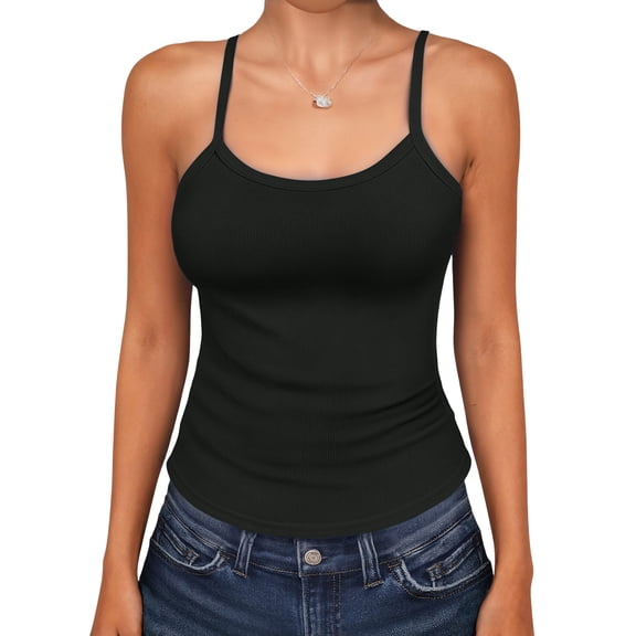 Garbnen Camisole Tops for Women Square Neck Sleeveless Women Tank Top Spaghetti Straps Beach Vacation Women Basic Tops
