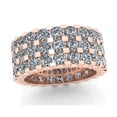 thumbnail image 2 of Natural 6.60Ct Round Cut Diamond 3Row Women's Anniversary Wedding Eternity Band Ring Solid 18k Rose Gold H SI2, 2 of 3