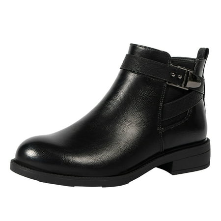 

QYZEU Ballet High Heels for Women Women Rain Boots Size 6 Buckle Detail Side Zip Boots for Women Retro Pointed Toe Heel Ankle Booties Short Boots Ladies Shoes