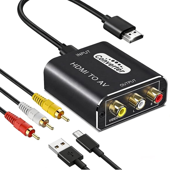 HDMI to RCA, HDMI to AV Converter, Composite Video Audio Converter Adapter, Supports PAL/NTSC for Fire Stick and Roku, Apple TV, PC, Laptop, Xbox, HDTV, Blu-Ray, DVD Player