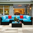 thumbnail image 2 of 5 PCS Patio Furniture Set, Outdoor Conversation Set, PE Rattan Wicker Sectional Sofa Set, Wicker Couch Set with Cushions & Coffee Table, Sectional Furniture for Patio Lawn Poolside, 2 of 9