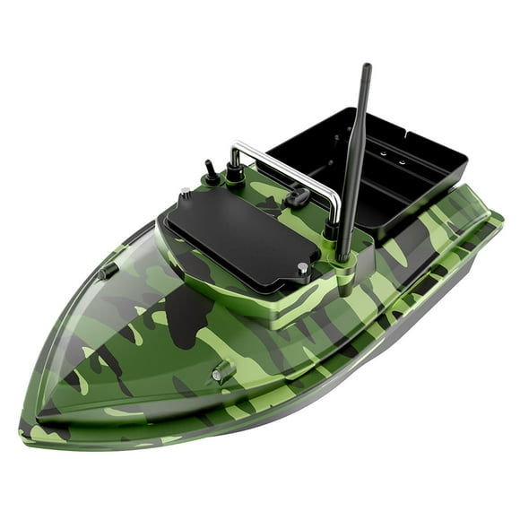 Rc Bait Boat Dual Power Long Endurance Single Compartment Automatic Driving For Making, Camouflage Green 00m Remote Control