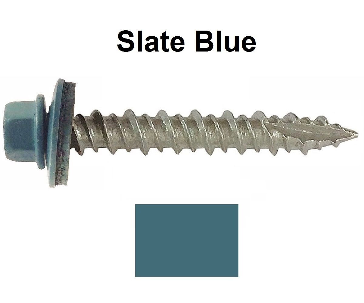 Metal ROOFING SCREWS (1000) 10 x 1" Slate Blue Hex Head Sheet Metal