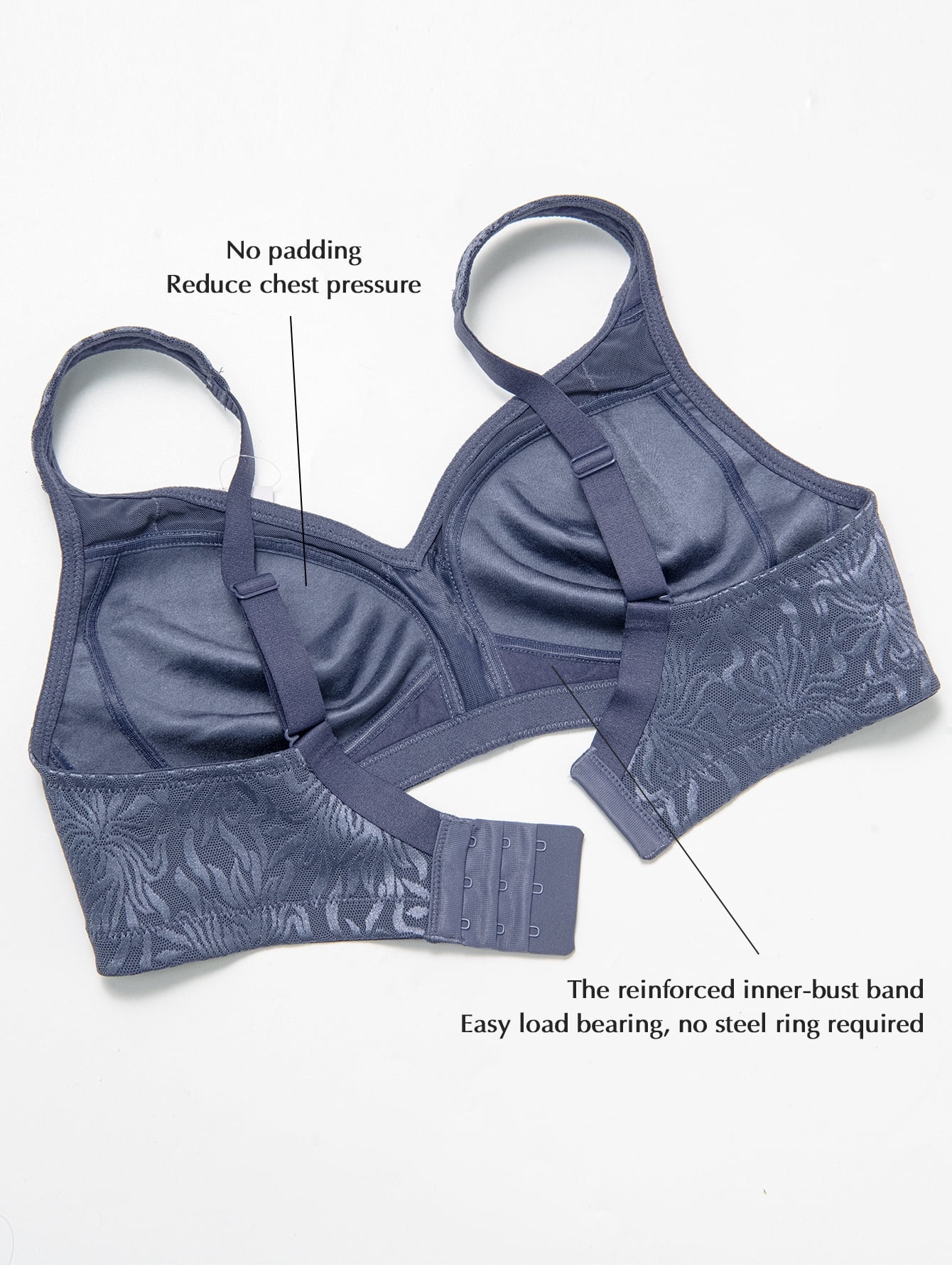 Deyllo Women's Non Padded Wireless Bras Plus Size Full Coverage Minimizer Bra, Blue 42B